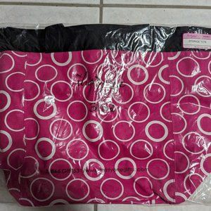 New In Package, 31 Storage Tote, Deep Pink Rings, Polyester, 14.5x21x10